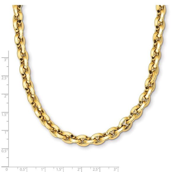 8mm 14K Yellow Gold Hollow Knife Edge Rolo Chain Necklace, 17.25 Inch - Picture 2 of 4